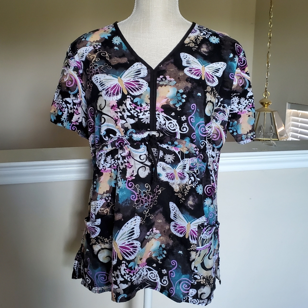 Women's White Cross Scrub Top SZ Med